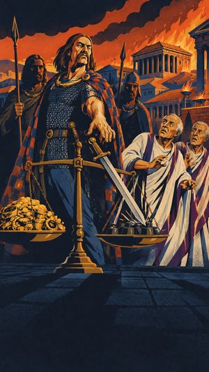 Arte do Herald para o capítulo Senhora da Itália e do mar, da história Ascensão e queda de Roma.